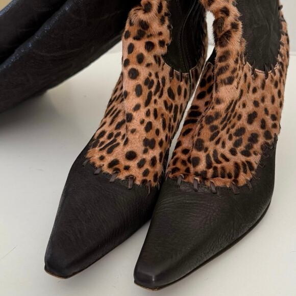 Donald J. Pliner Couture SIGNED boots leather calf hair animal print 7.5 - Picture 13 of 16